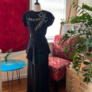 1940’s Sequin Beaded Crape Glamorous Evening Gown